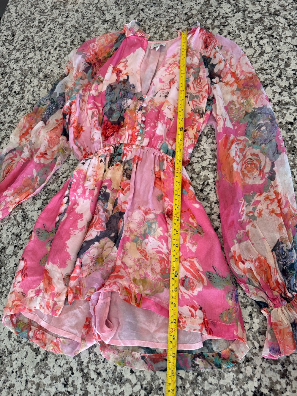 HEMANT & NANDITA x REVOLVE Sage Floral Romper Pink Boho XS Missing Sash $298 - Picture 8 of 12